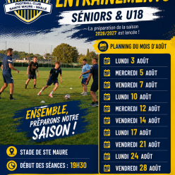 🔵🟡 REPRISE DES ENTRAÎNEMENTS 🟡🔵  Séniors & U18